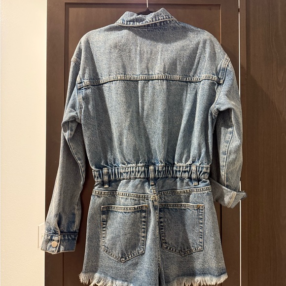 Classic Blue Denim Romper - Picture 3 of 4